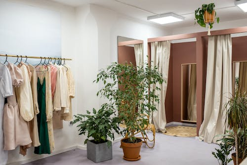 fitting rooms in a clothing store