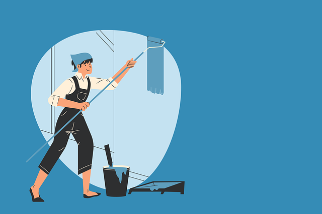 illustration of cleaner cleaning a wall