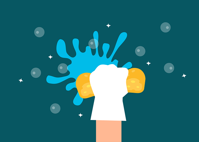 illustration of hands holding a cleaning scrub
