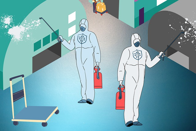 illustration of professionals cleaning a room 